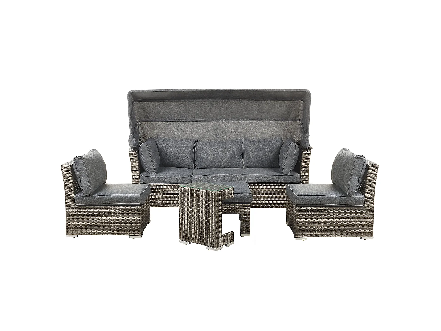 Lounge Set mit Tisch 6-Sitzer CORTE modular Polyrattan Dunkelbraun