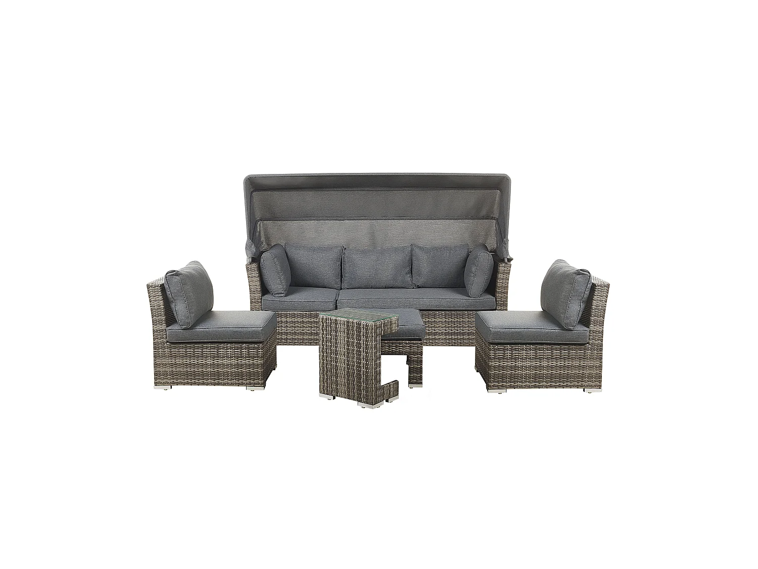 Zestaw ogrodowy ze stolikiem dla 6 osób CORTE Modułowy Technorattan Ciemnobrązowy