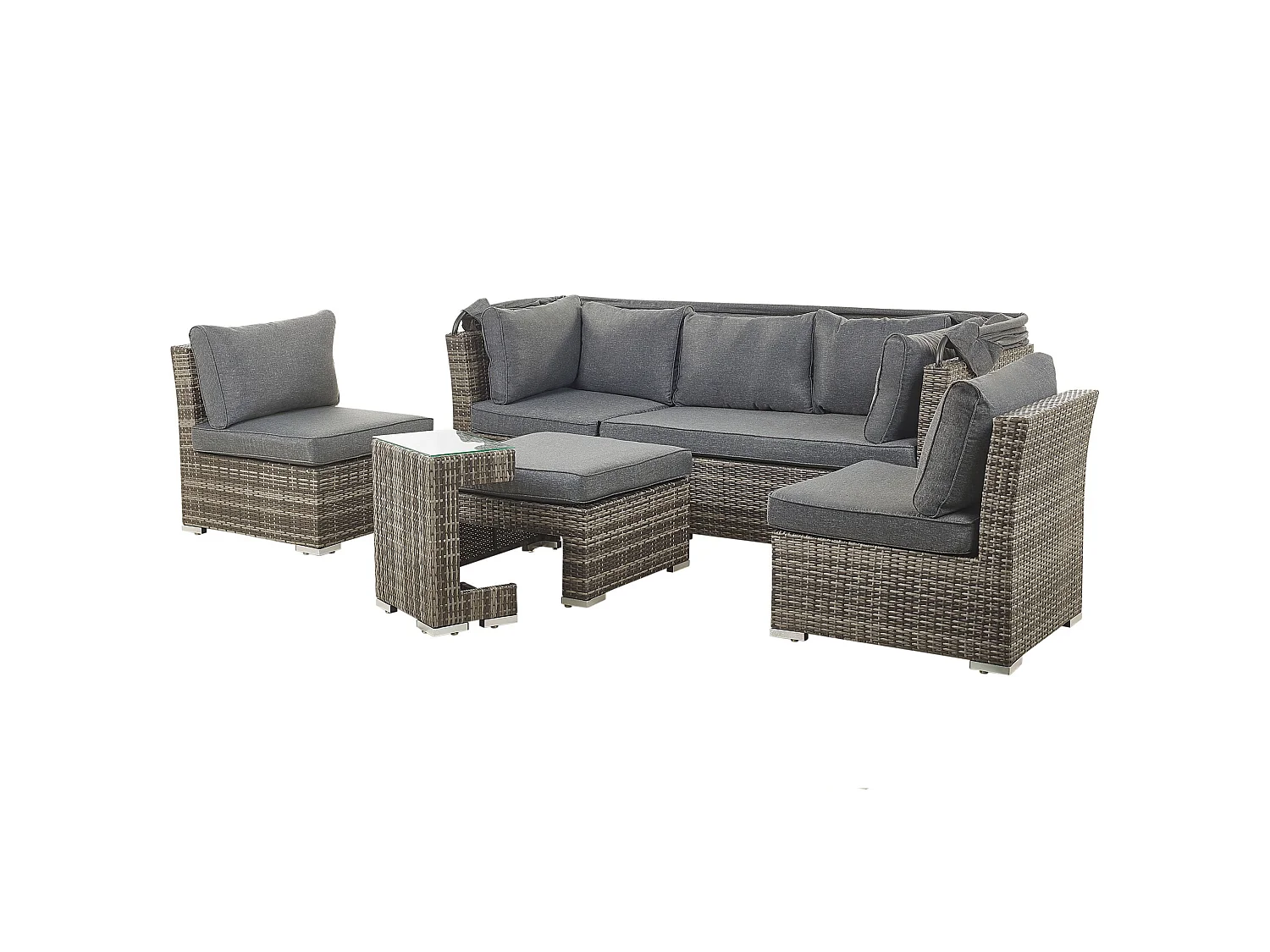 Lounge Set mit Tisch 6-Sitzer CORTE modular Polyrattan Dunkelbraun