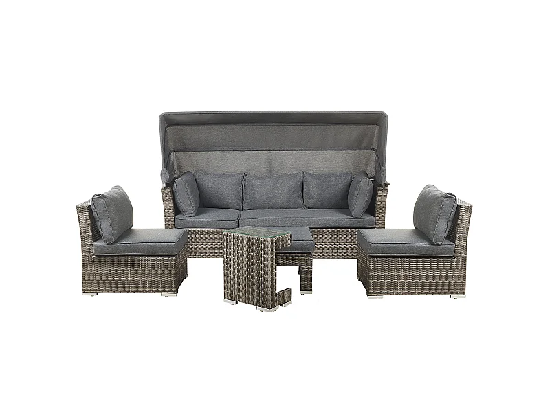 Ensemble de salon de jardin avec table 6 places CORTE Marron foncé