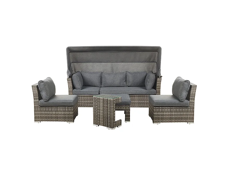 Ensemble de salon de jardin avec table 6 places CORTE Marron foncé