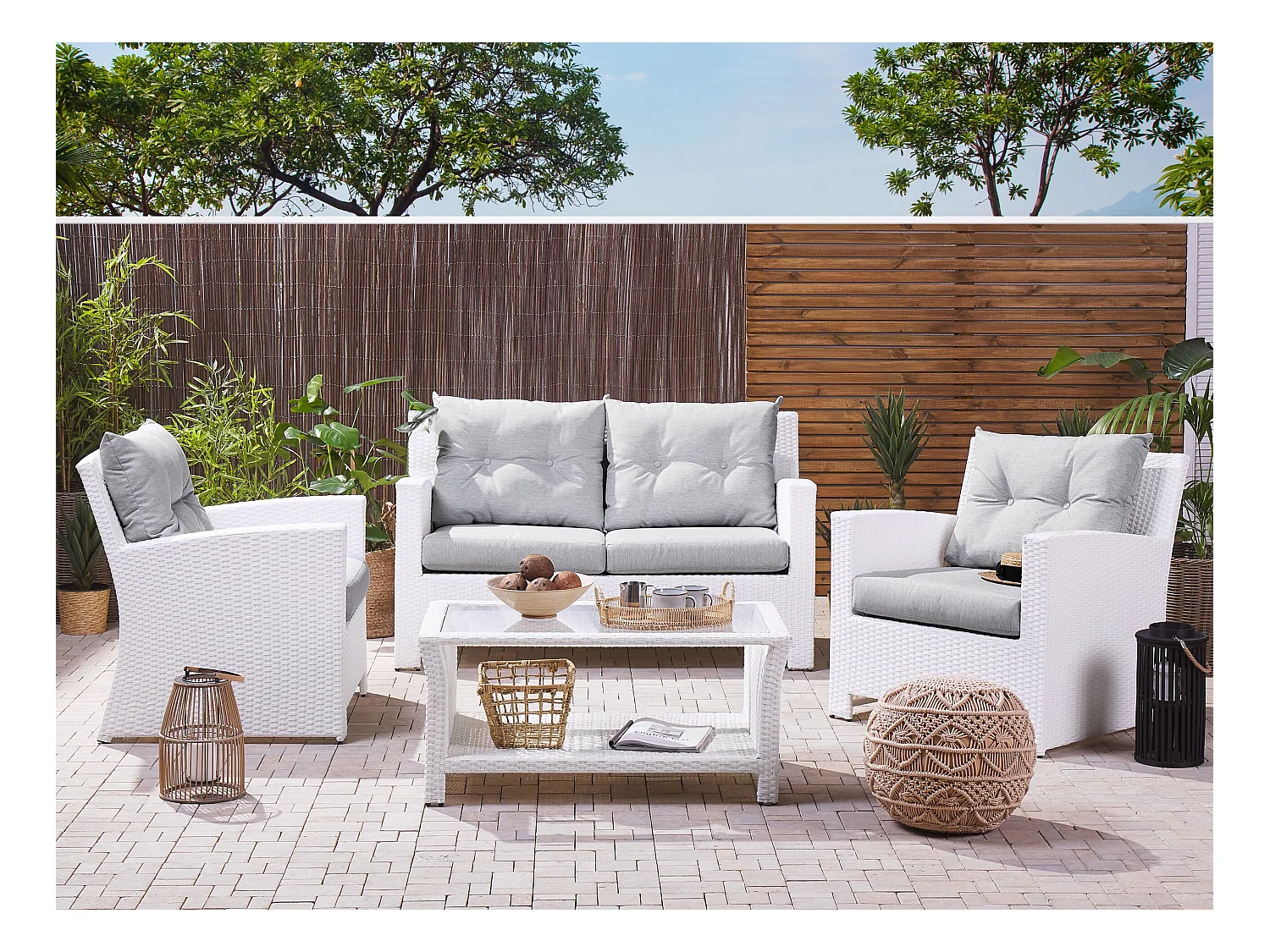 Conjunto de jardim com mesa 4 lugares MARINO Branco
