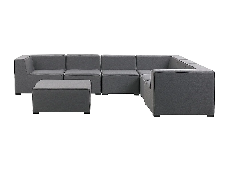 Canapé d\'angle de jardin avec ottoman 7 places AREZZO Côté droite Gris