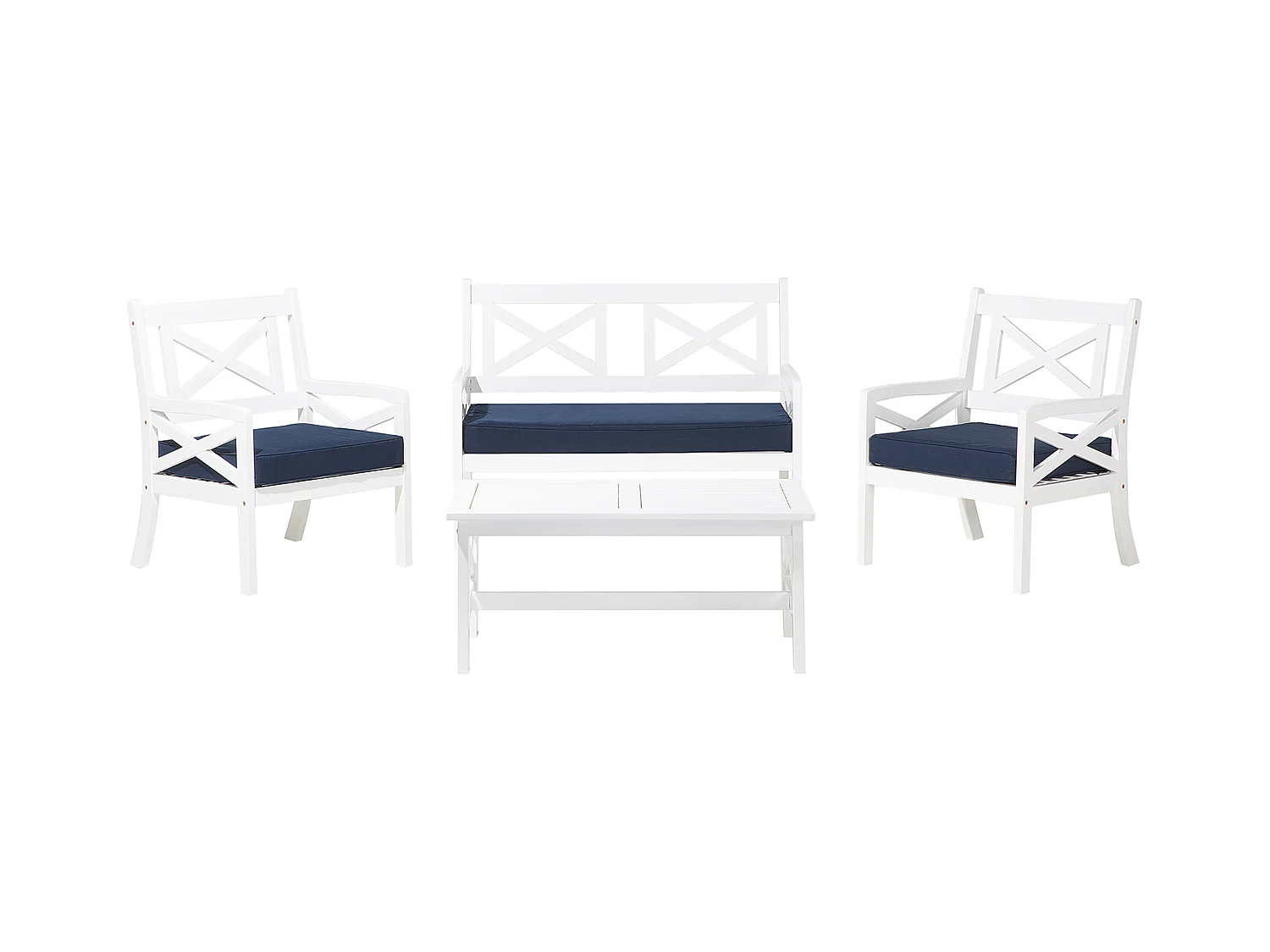 Ensemble de salon de jardin avec table 4 places BALTIC Acacia Bleu foncé