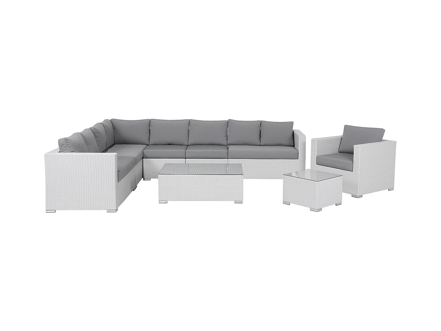 Ensemble de salon de jardin avec table 8 places XXL Côté droit Blanc