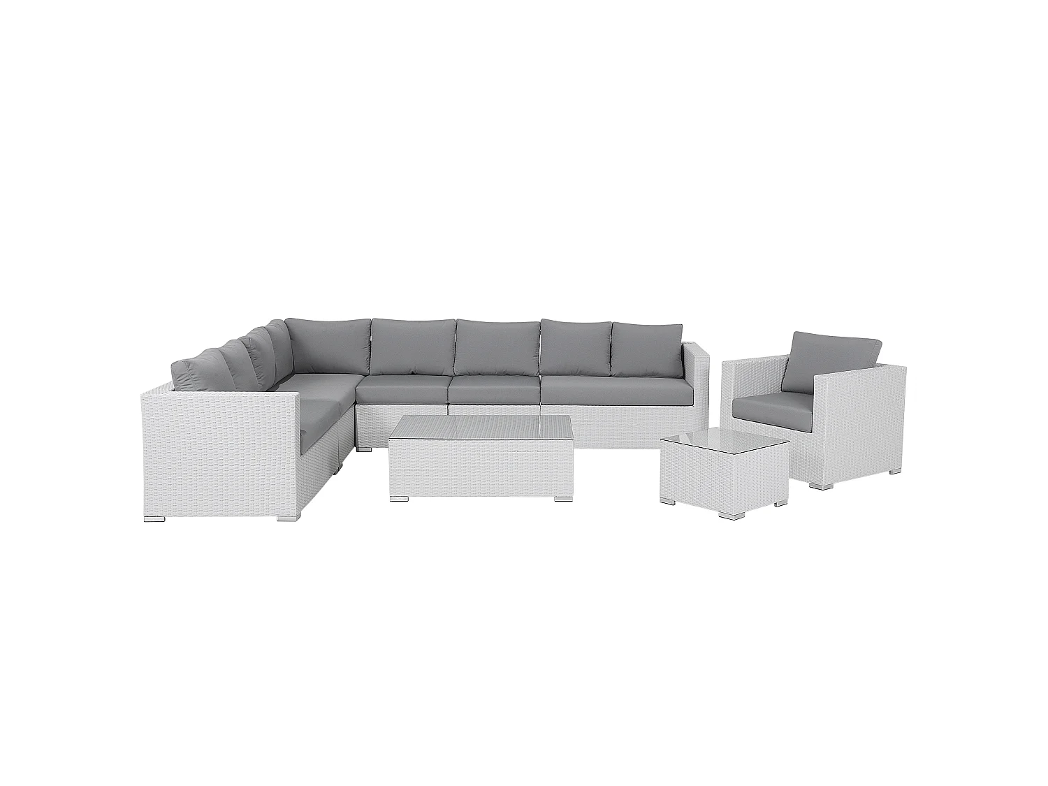 Ensemble de salon de jardin avec table 8 places XXL Côté droit Blanc