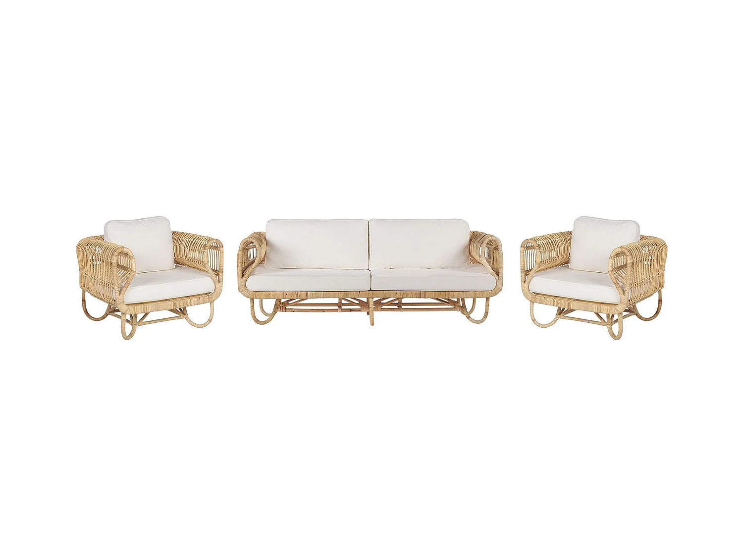 Set di divani da giardino 4 posti DOLCEDO Rattan Beige