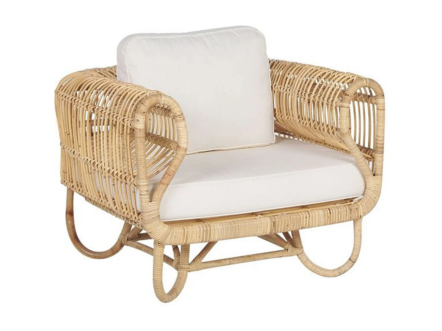 Conjunto de sofás de jardim 4 lugares DOLCEDO Rattan Creme