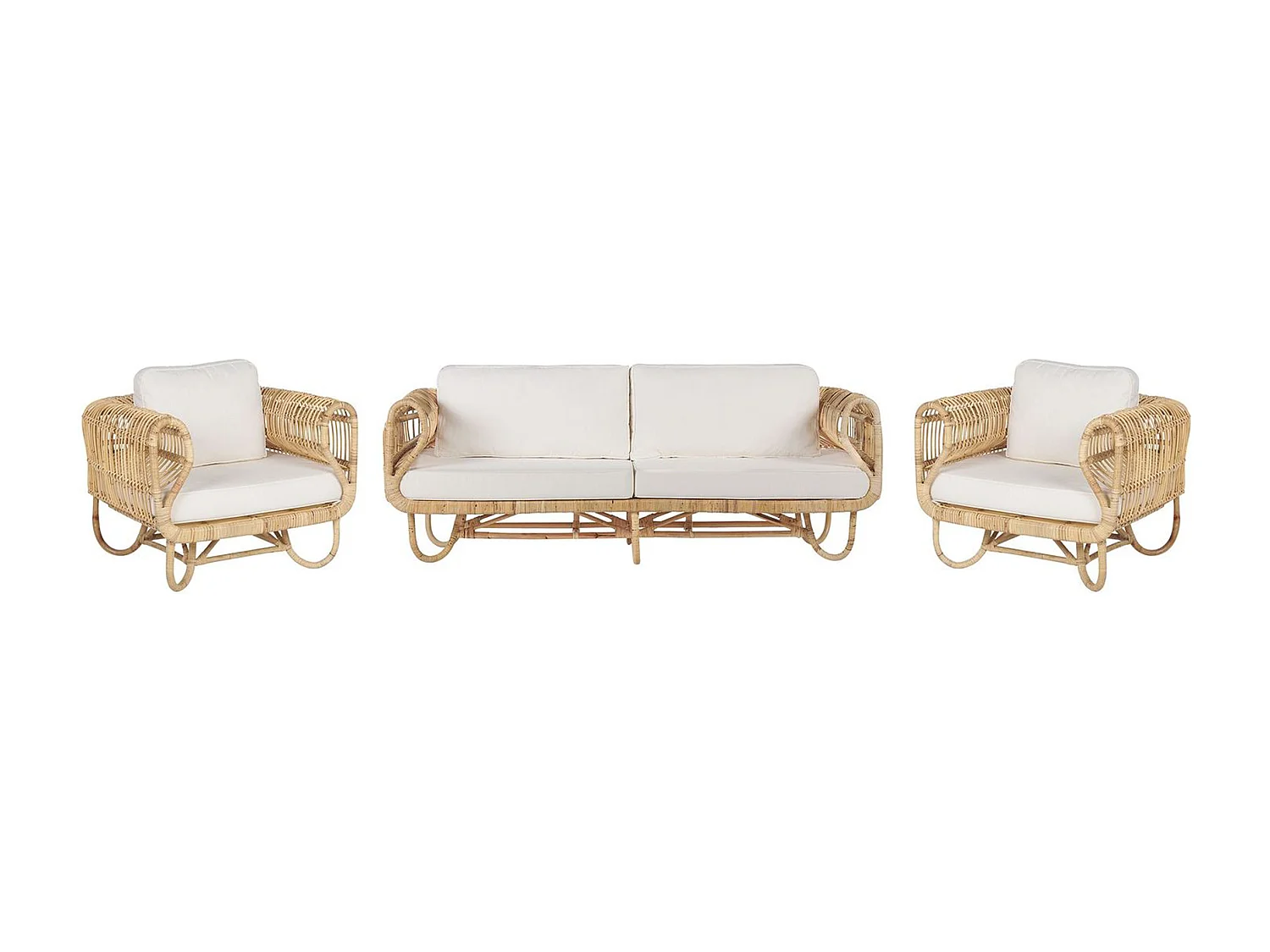 Ensemble de canapés de jardin 4 places DOLCEDO Rotin Beige