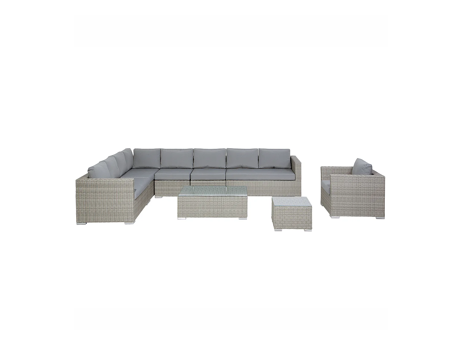 Ensemble de salon de jardin avec table 8 places XXL Côté droit Gris