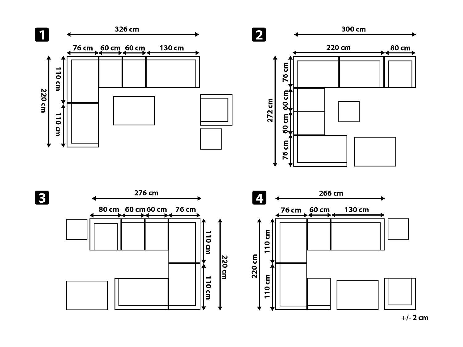 Set da giardino con tavolo 8 posti XXL Lato destro Modulare Grigio