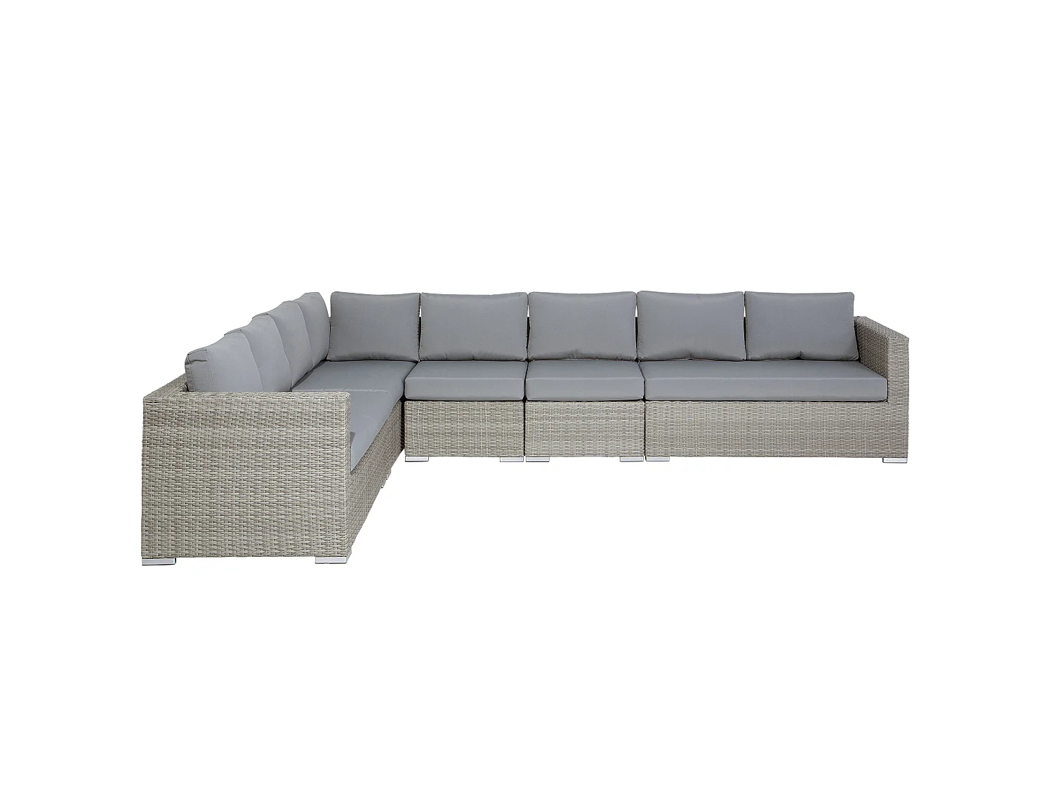 Lounge Set mit Tisch 8-Sitzer XXL rechtsseitig modular Polyrattan Grau