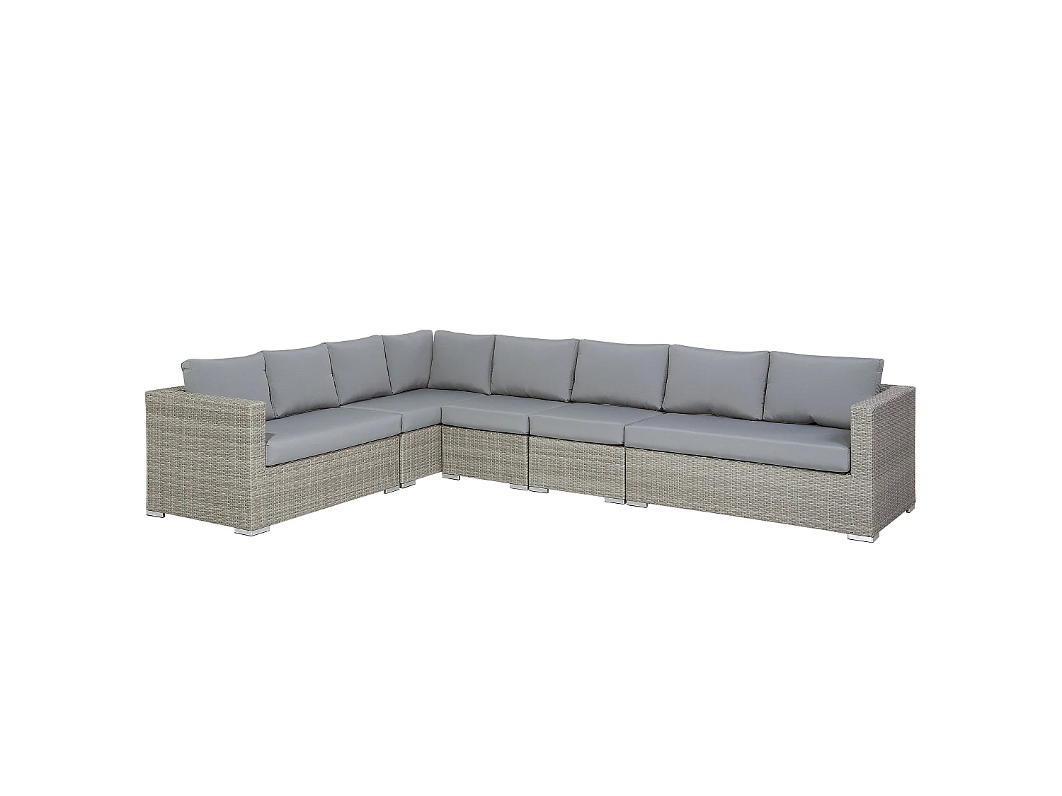 Lounge Set mit Tisch 8-Sitzer XXL rechtsseitig modular Polyrattan Grau