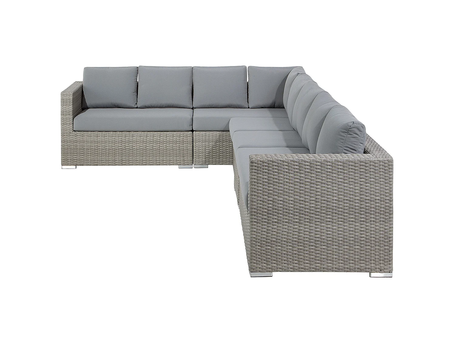 Lounge Set mit Tisch 8-Sitzer XXL rechtsseitig modular Polyrattan Grau