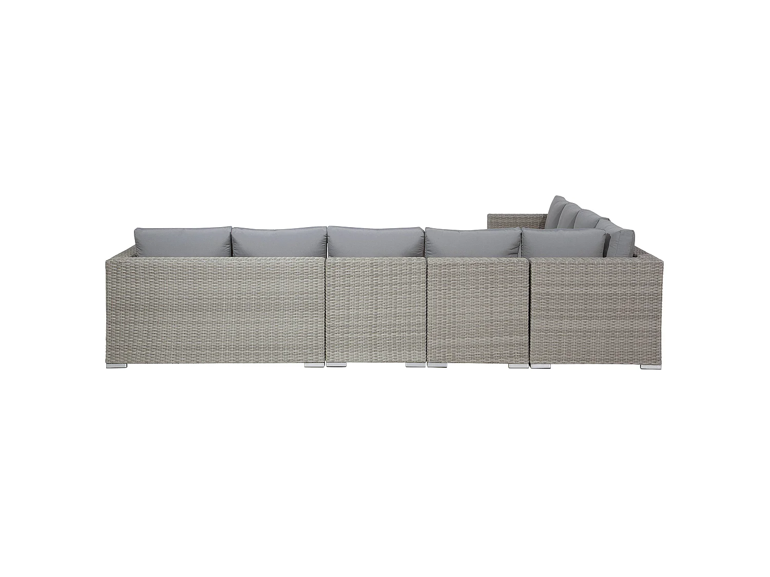 Lounge Set mit Tisch 8-Sitzer XXL rechtsseitig modular Polyrattan Grau