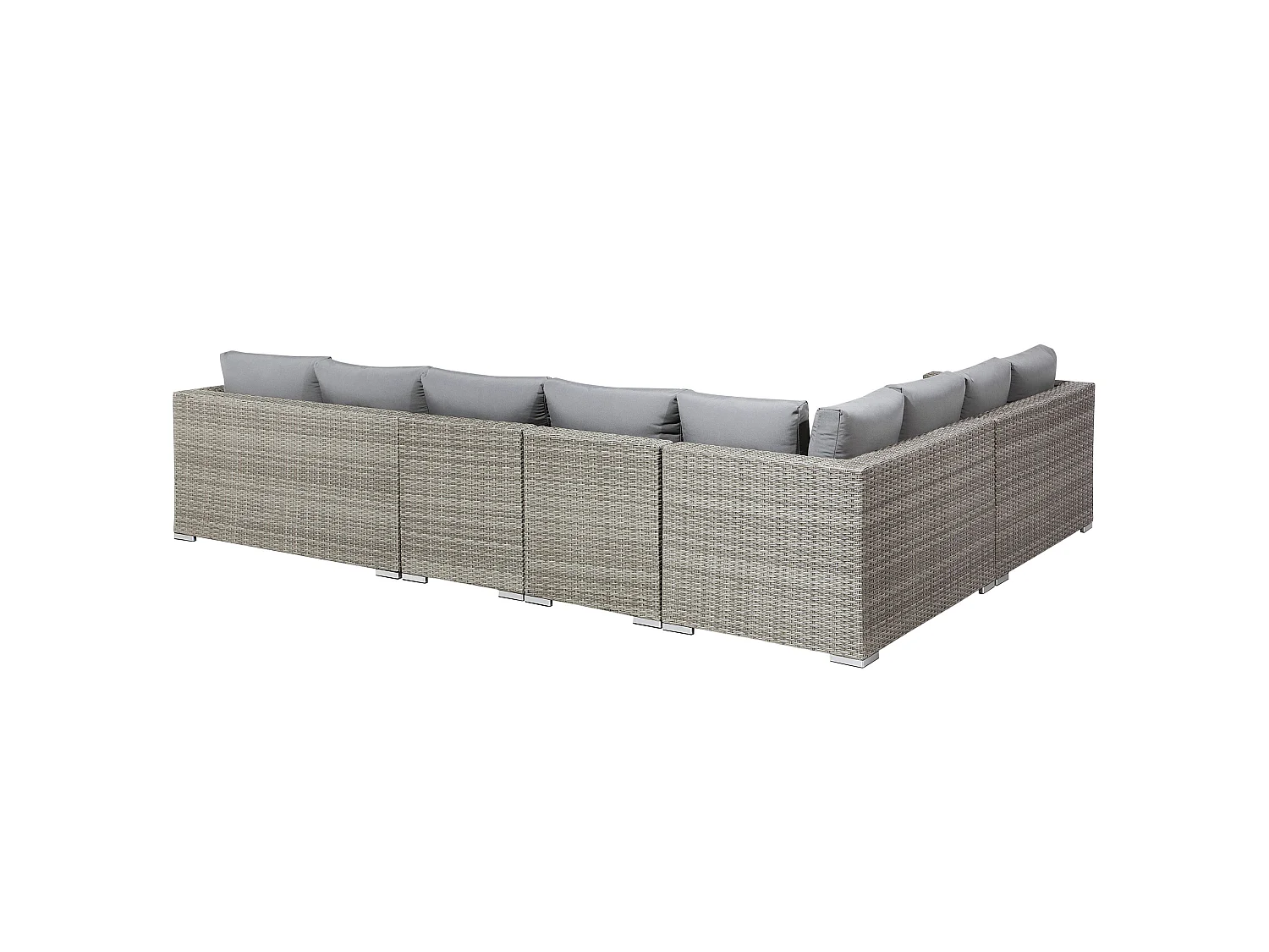 Lounge Set mit Tisch 8-Sitzer XXL rechtsseitig modular Polyrattan Grau