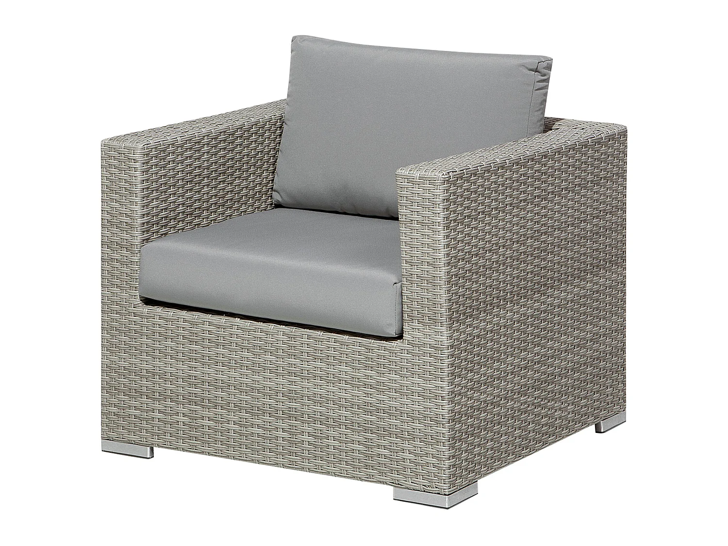 Lounge Set mit Tisch 8-Sitzer XXL rechtsseitig modular Polyrattan Grau