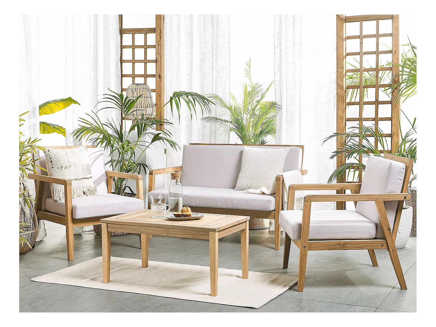 Set da giardino con tavolo 4 posti PALLANO Legno d'acacia Tortora