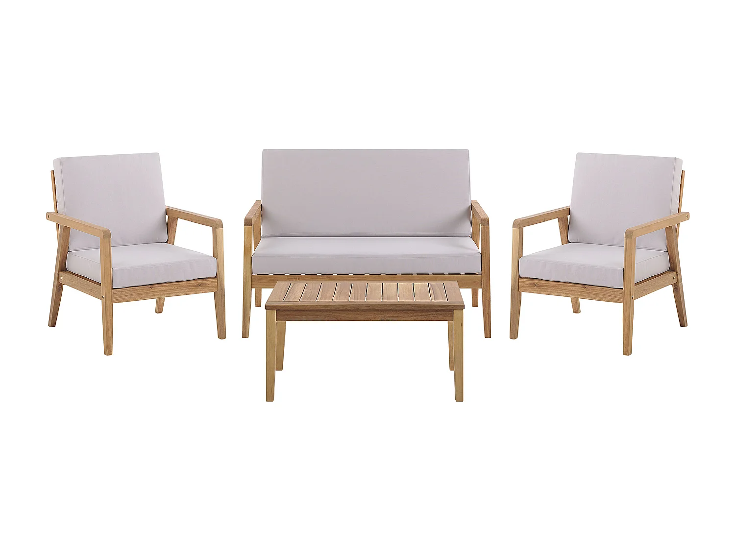 Ensemble de salon de jardin avec table 4 places PALLANO Acacia Taupe