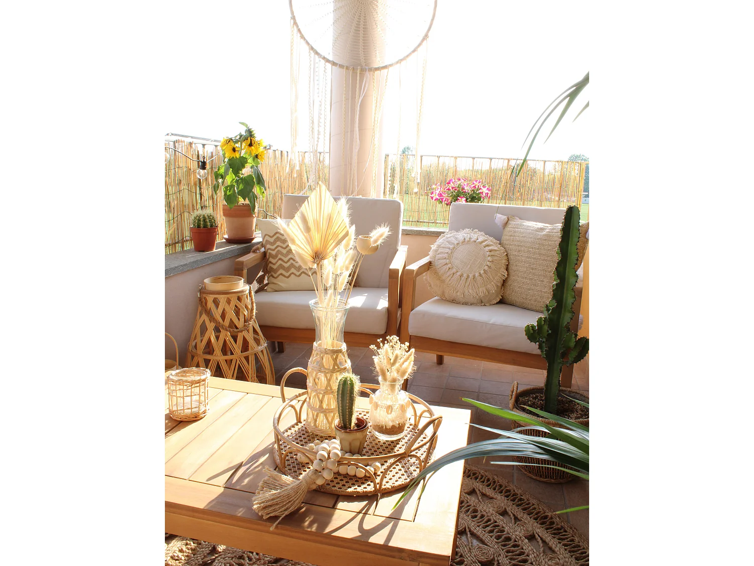 Garden Lounge Set with Table 4 Seater PALLANO Taupe Acacia Wood