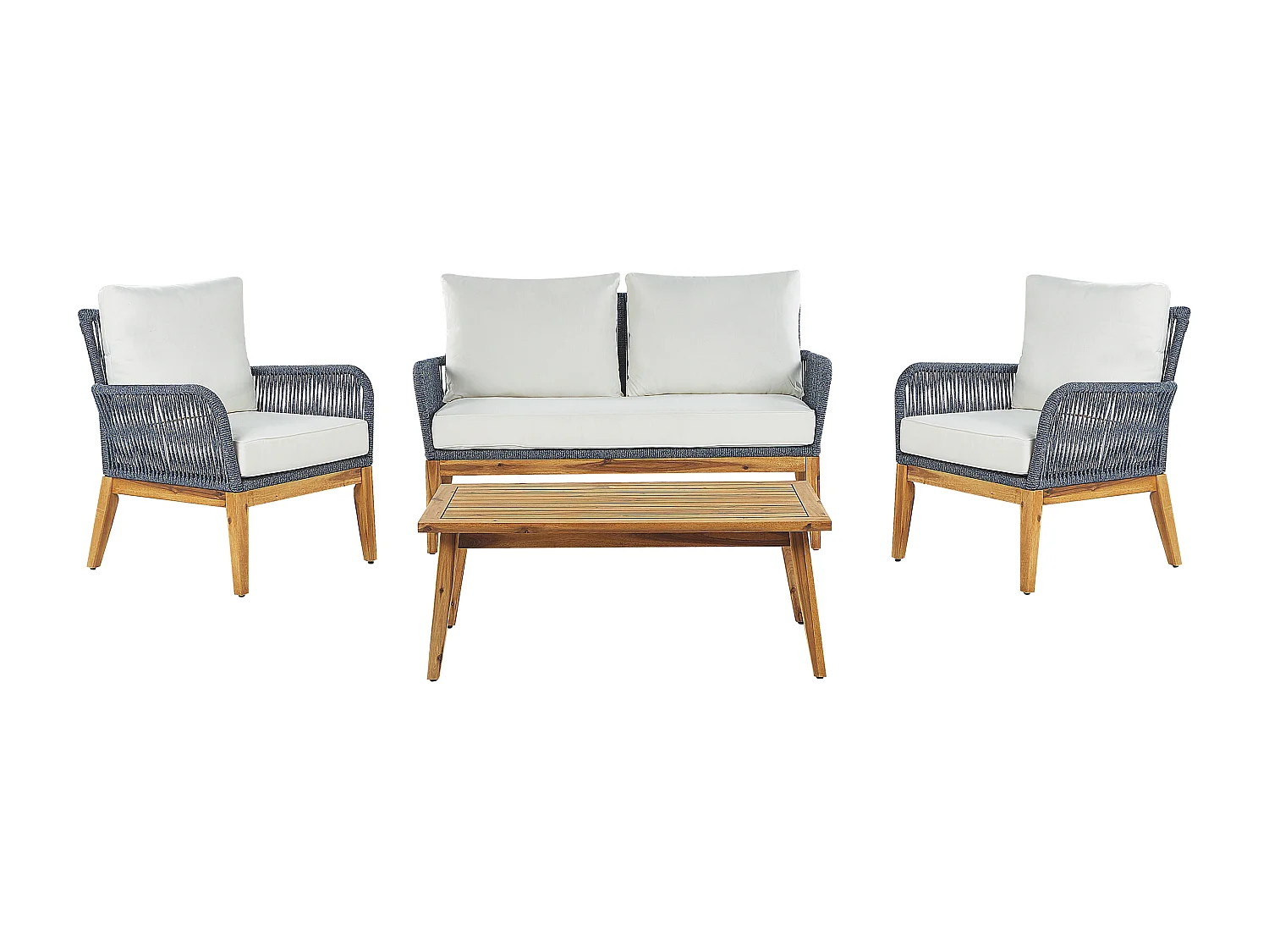 Set da giardino con tavolo 4 posti MERANO Legno d'acacia Bianco sporco