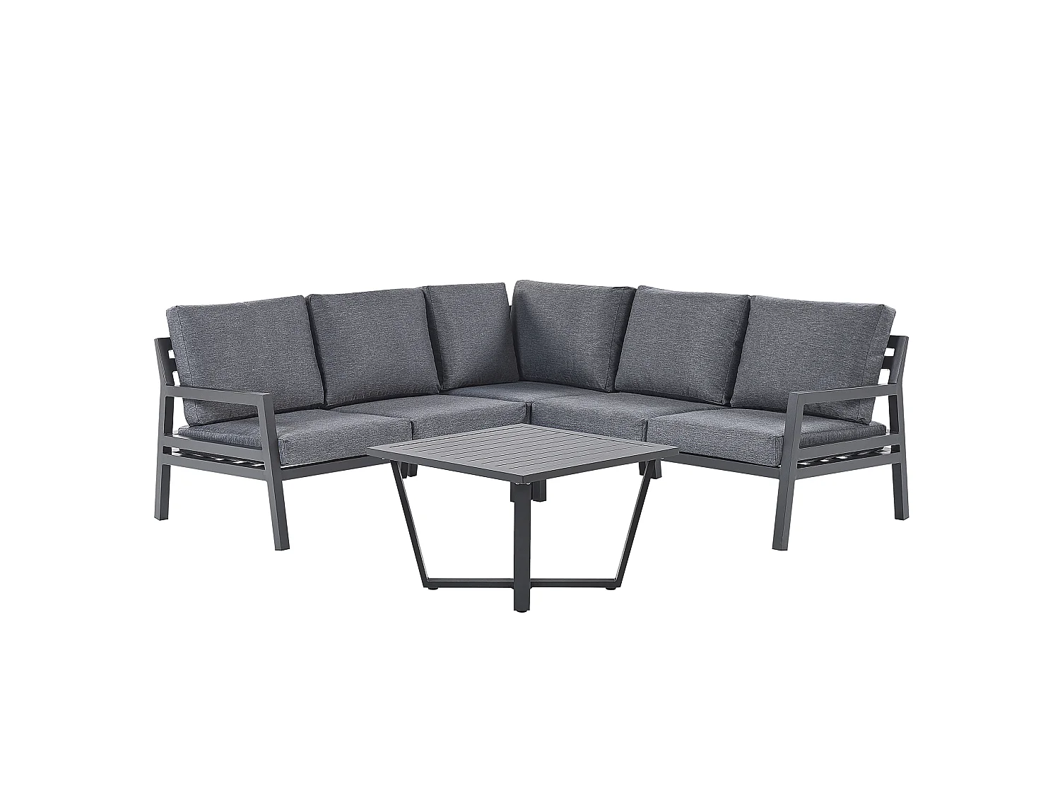 Conjunto de sofás de jardim de canto 5 lugares VIZZINI Metal Cinzento