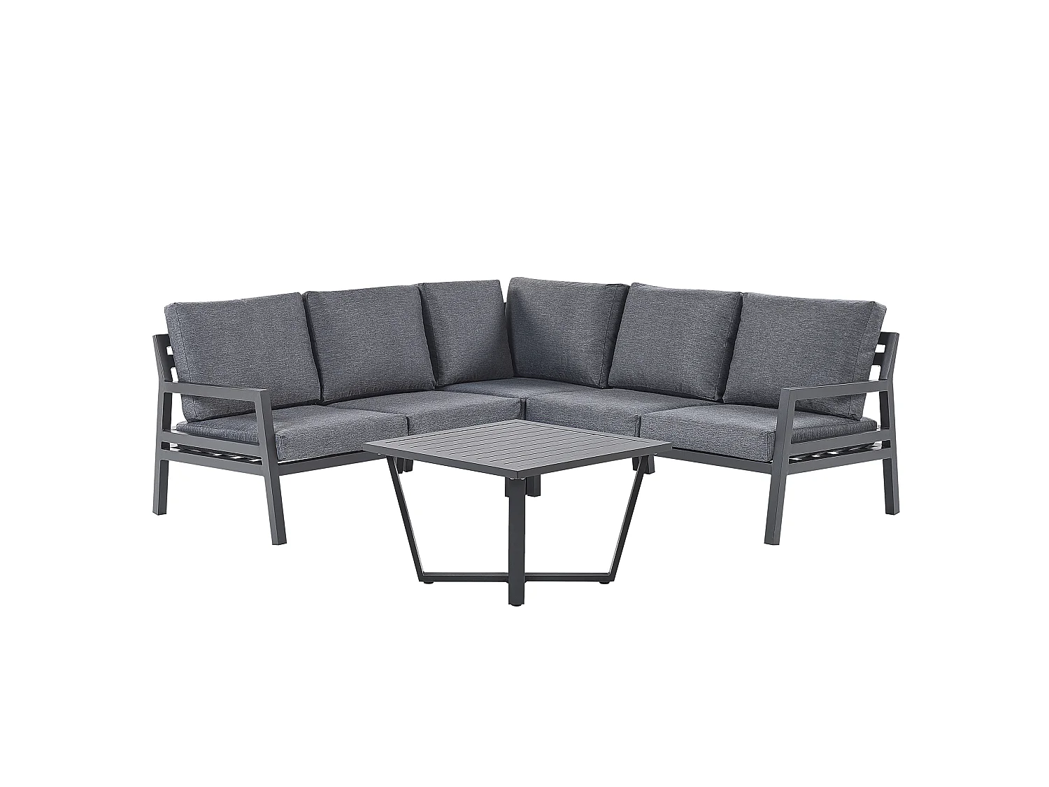 Garten Ecksofa mit Tisch 5-Sitzer VIZZINI Metall Grau