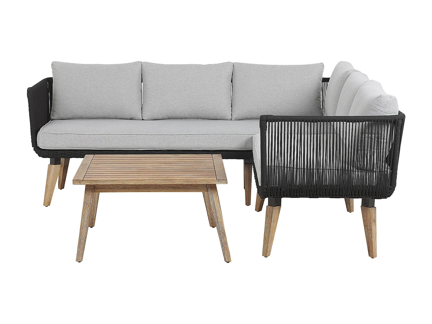 Set di divani angolari da giardino 5 posti ALCAMO Lato Sinistro Legno d'acacia Nero