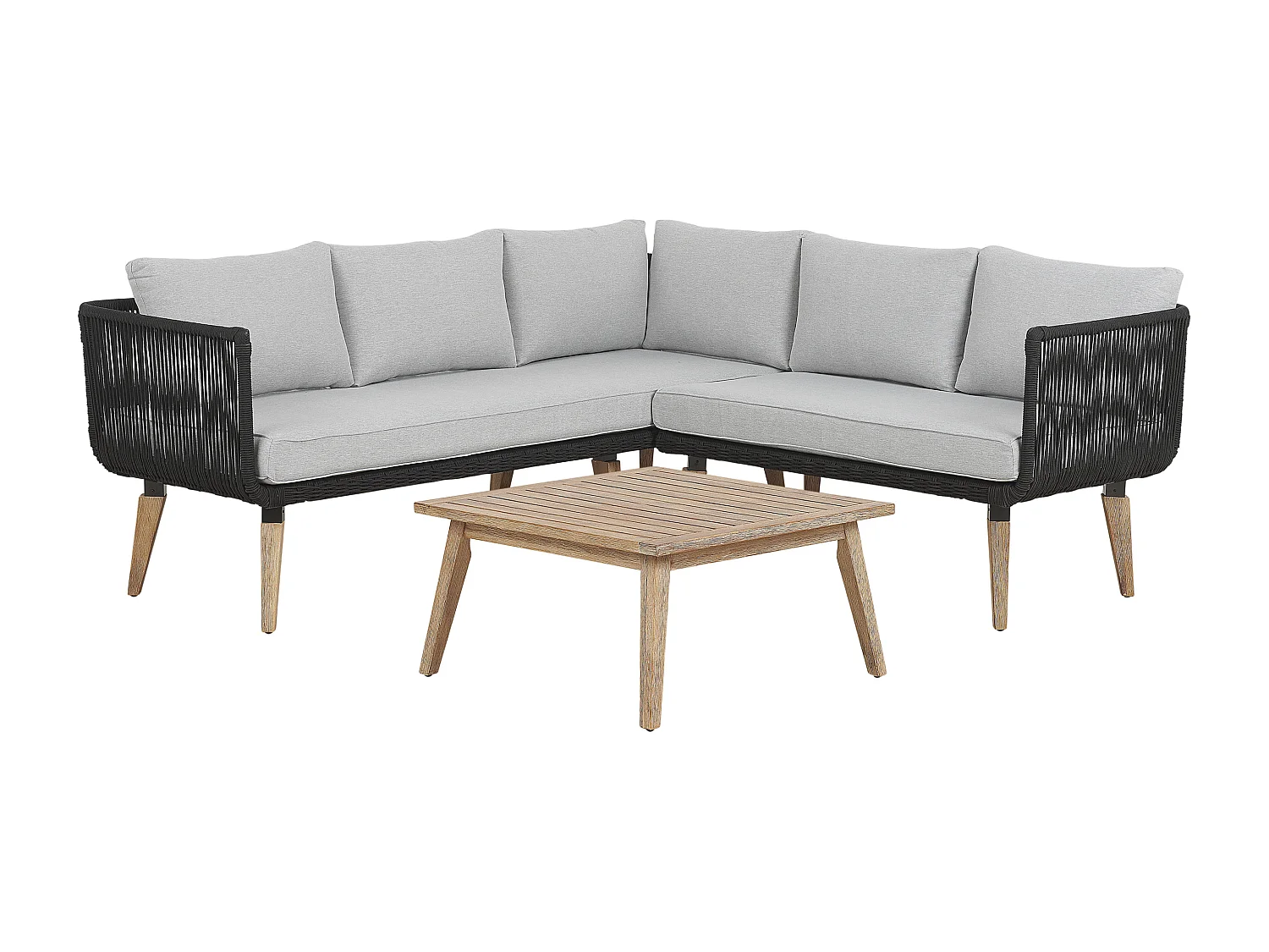 Set di divani angolari da giardino 5 posti ALCAMO Lato Sinistro Legno d'acacia Nero