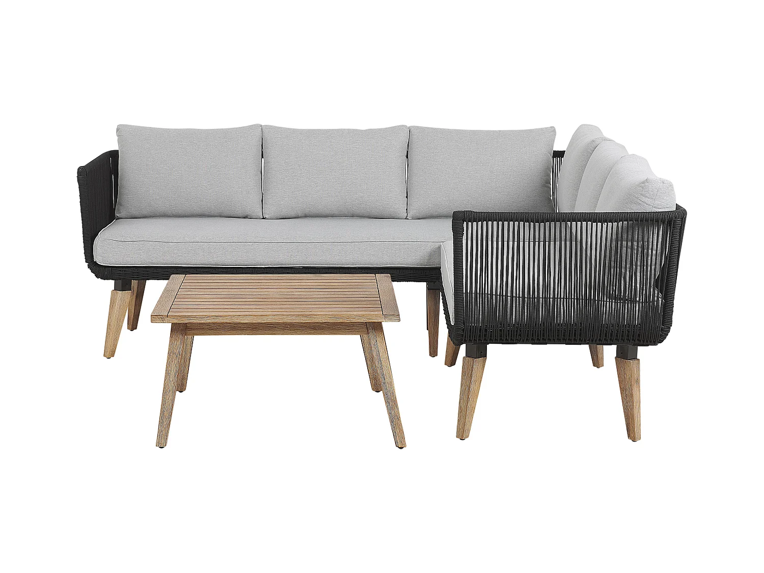 Ensemble de canapés d'angle de jardin 5 places ALCAMO Côté droite Acacia Noir