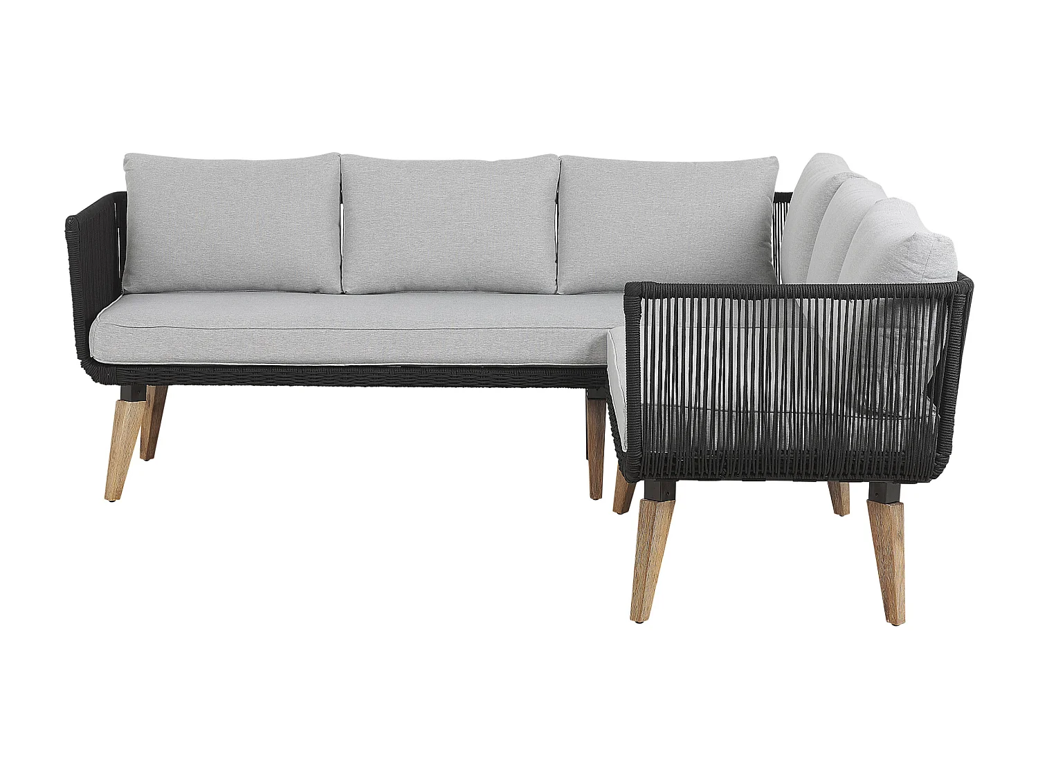 Tuin hoekloungeset met tafel 5-zitter ALCAMO Linkerzijde Acaciahout Zwart