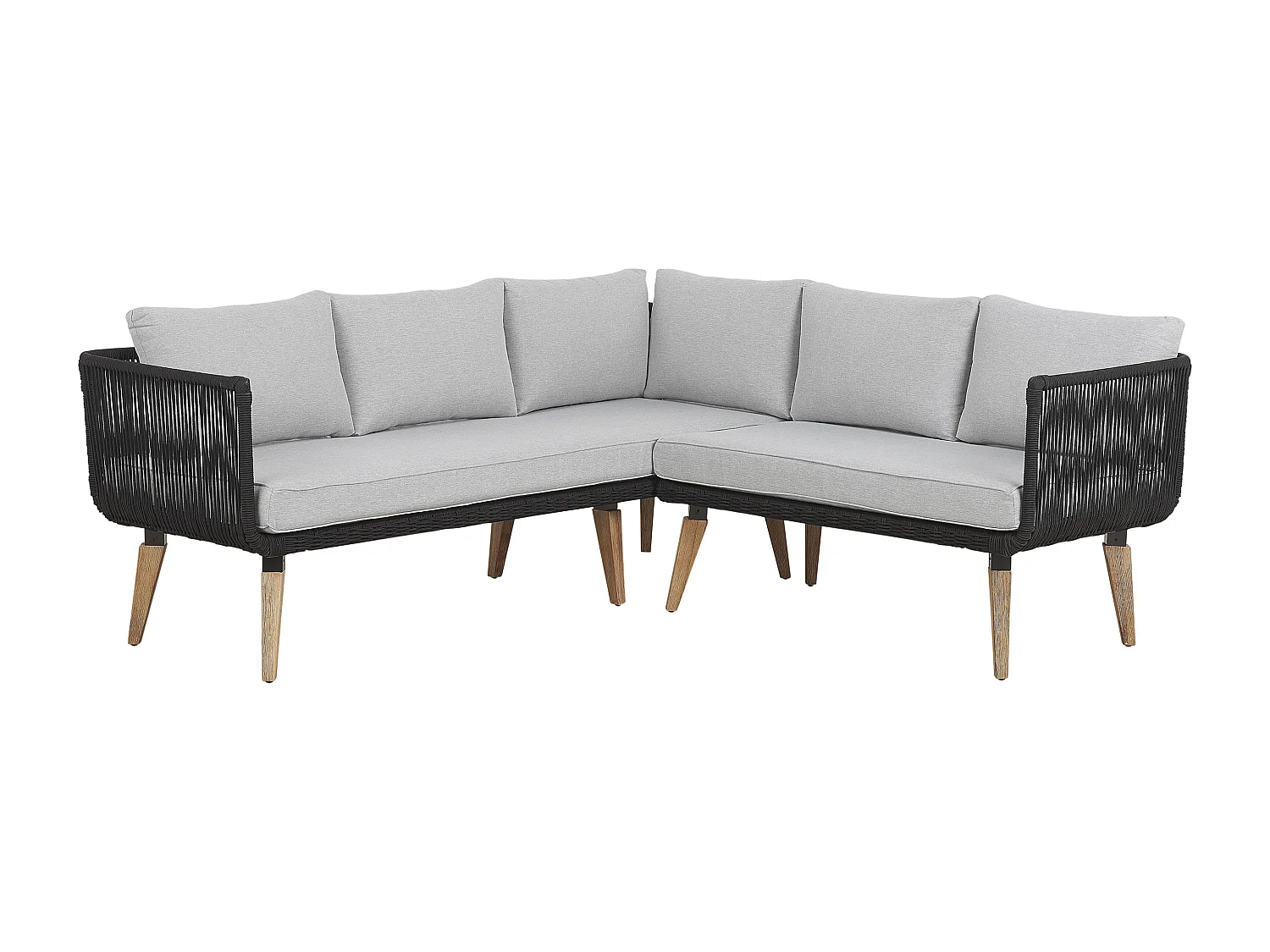 Tuin hoekloungeset met tafel 5-zitter ALCAMO Linkerzijde Acaciahout Zwart