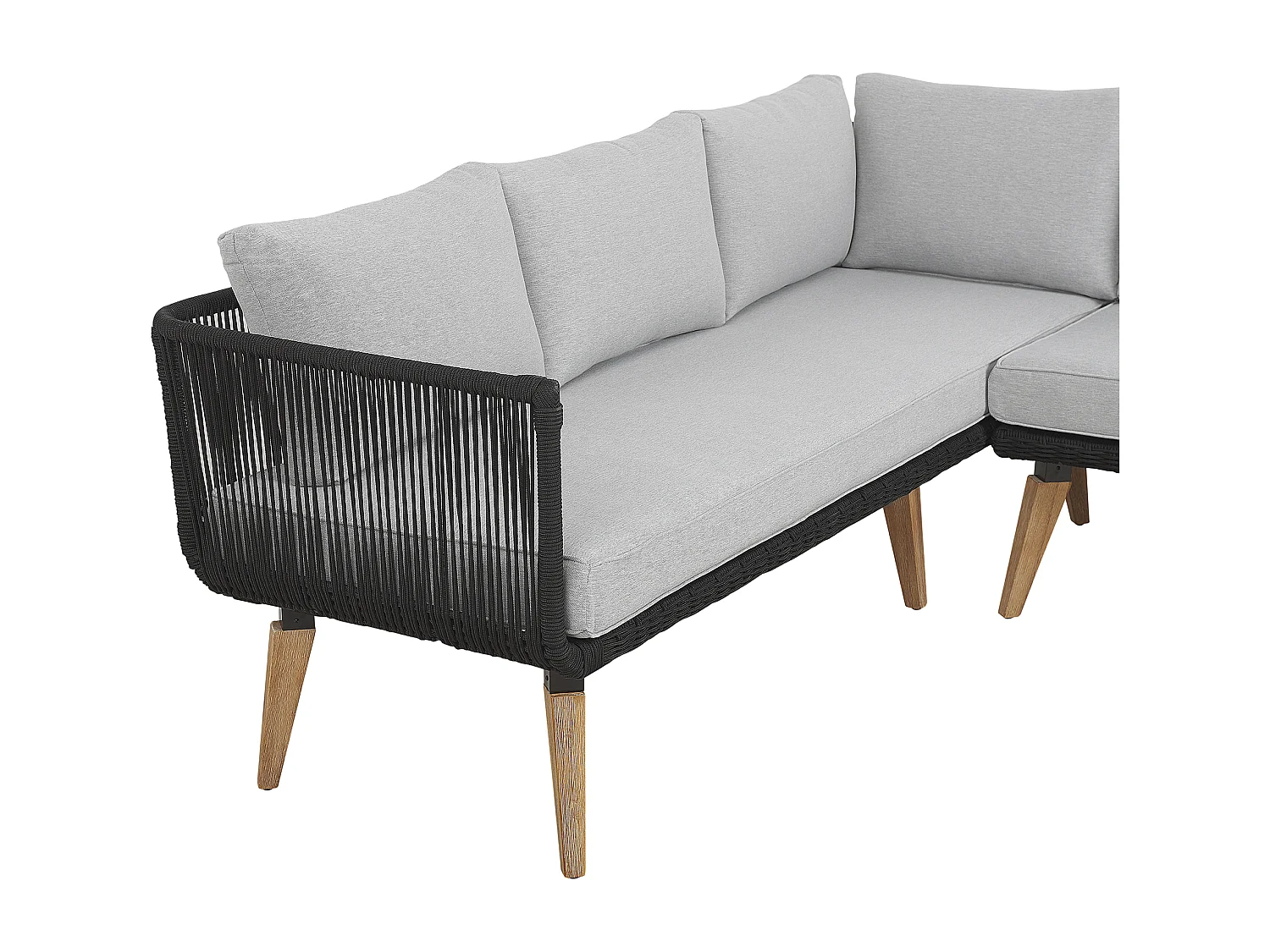 Tuin hoekloungeset met tafel 5-zitter ALCAMO Linkerzijde Acaciahout Zwart