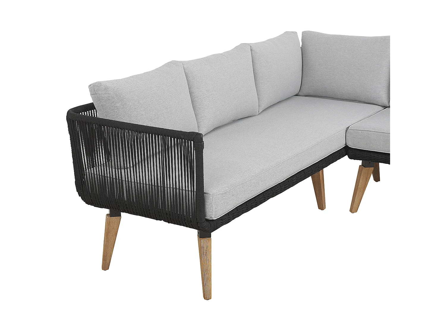 Narożnik ogrodowy ze stolikiem dla 5 osób ALCAMO Lewostronny Drewno akacjowe Czarny