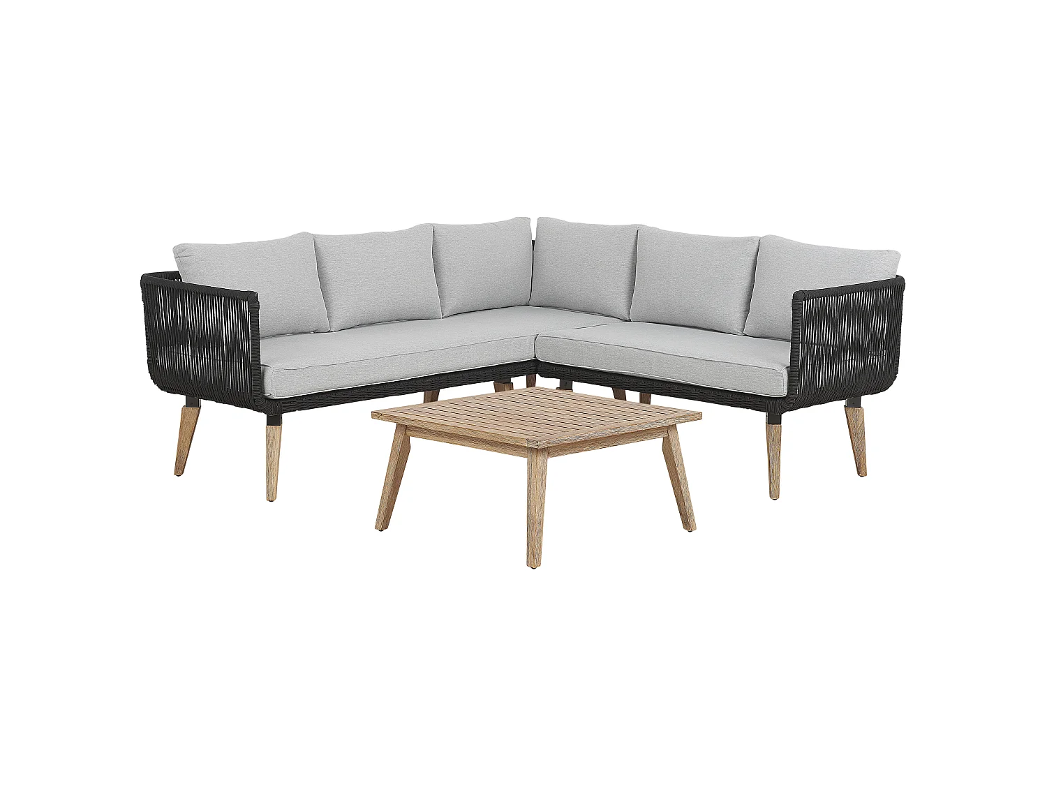 Garden Corner Sofa with Table 5 Seater ALCAMO Left Hand Black Acacia Wood