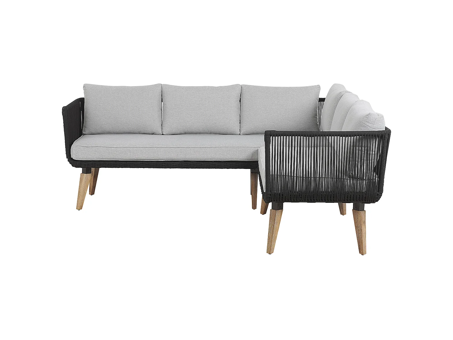 Garden Corner Sofa with Table 5 Seater ALCAMO Left Hand Black Acacia Wood
