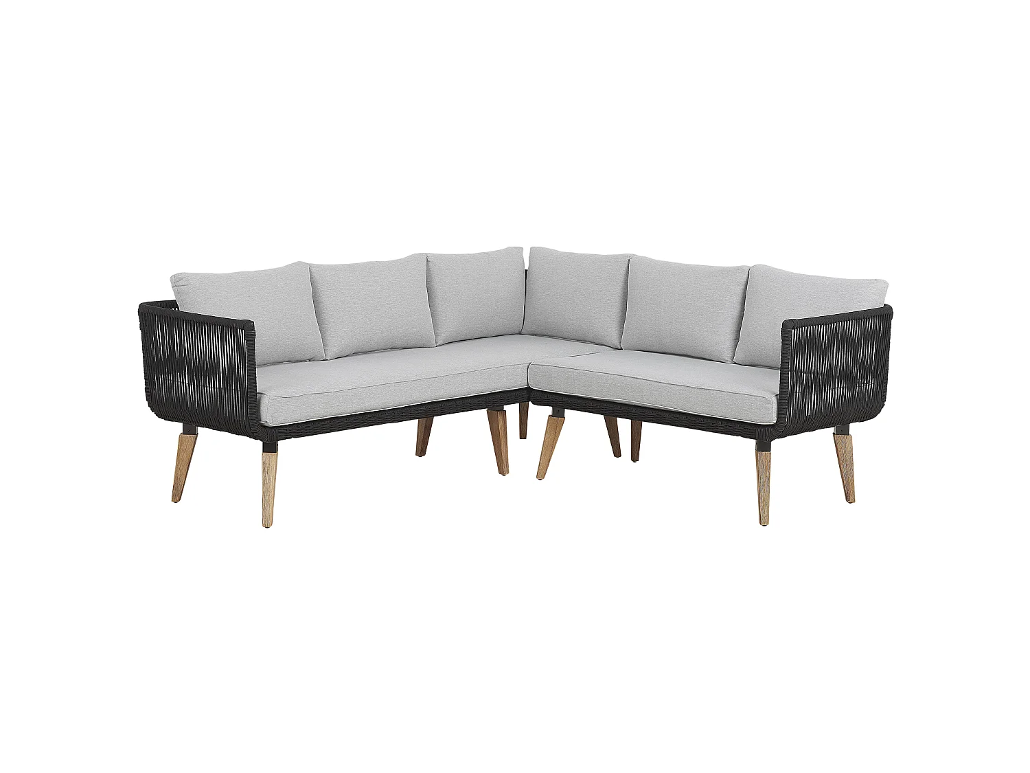 Garden Corner Sofa with Table 5 Seater ALCAMO Left Hand Black Acacia Wood
