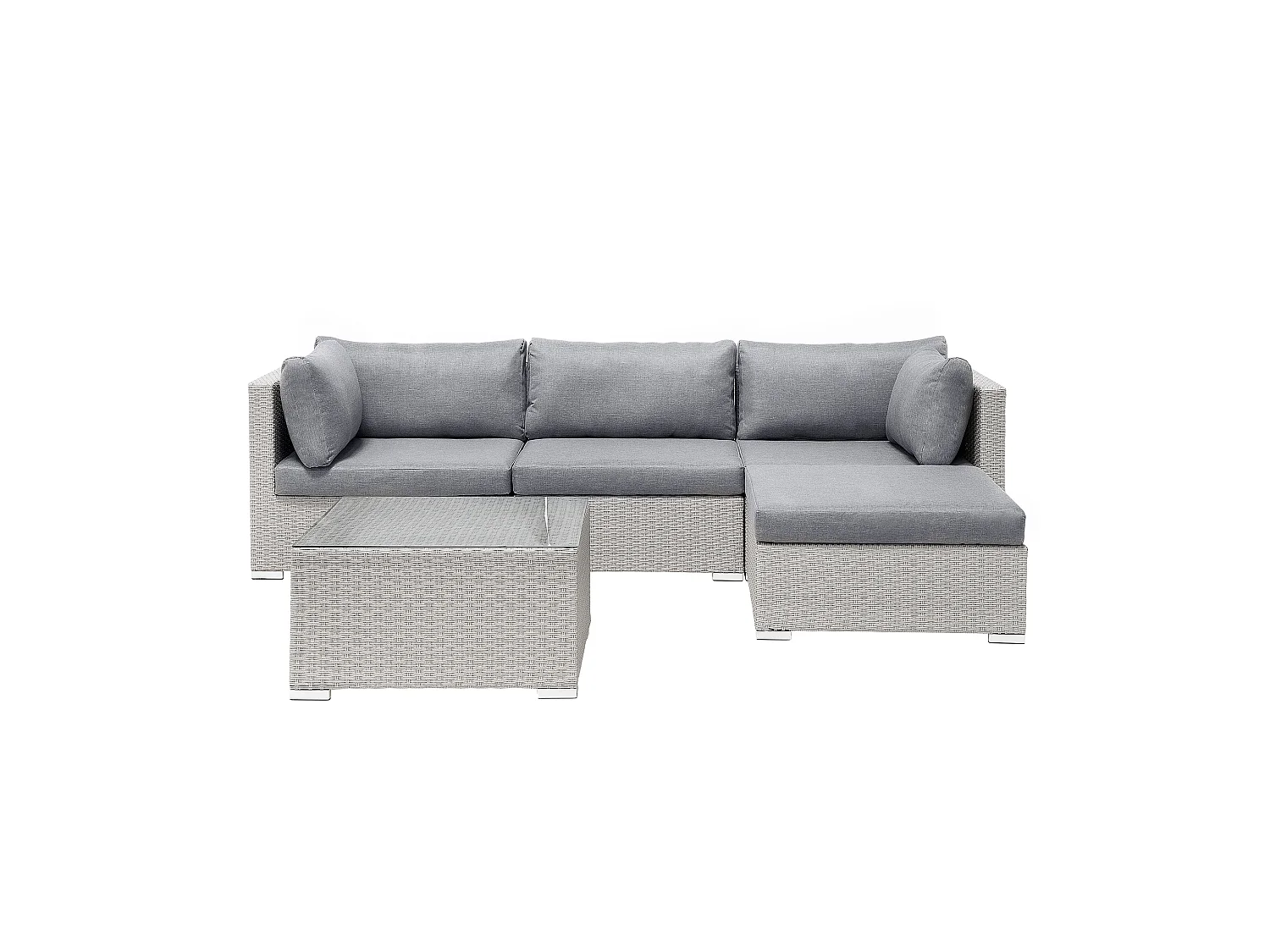 Ensemble de canapés d'angle de jardin 4 places SANO II Côté gauche Polyrotin Gris clair