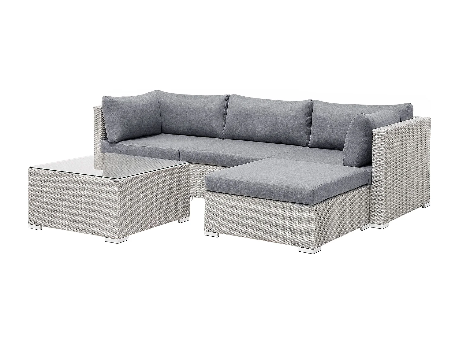 Ensemble de canapés d'angle de jardin 4 places SANO II Côté gauche Polyrotin Gris clair