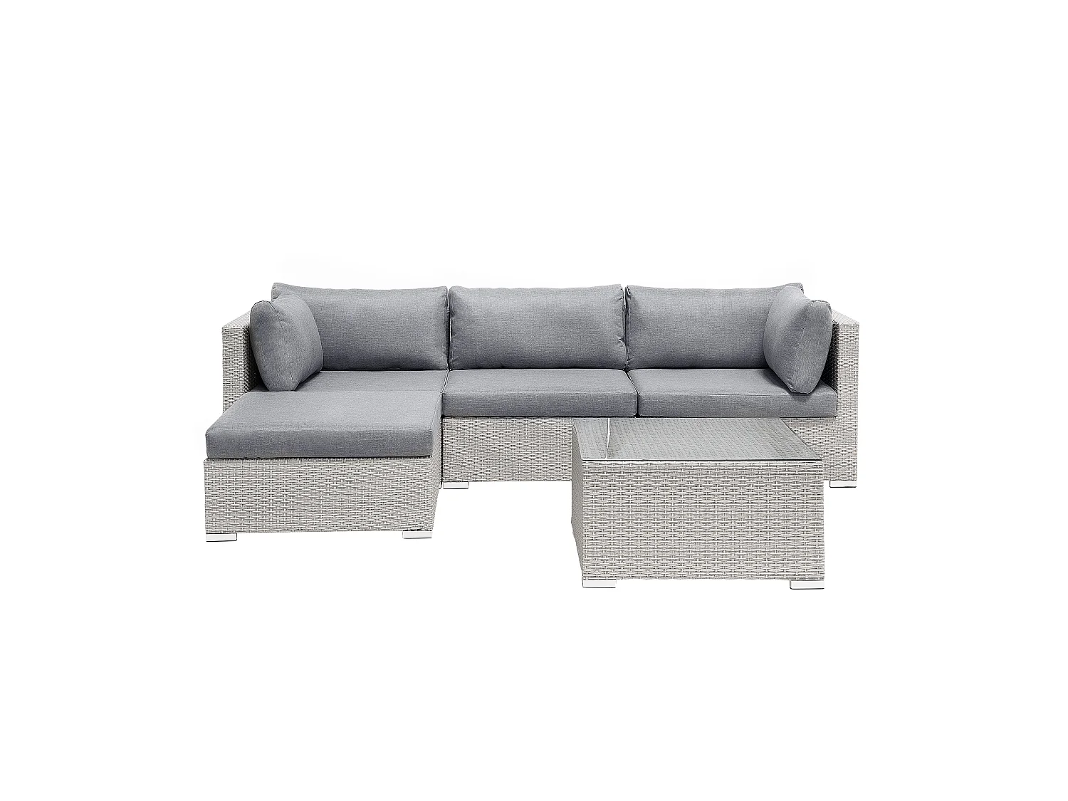 Ensemble de canapés d'angle de jardin 4 places SANO II Côté gauche Polyrotin Gris clair