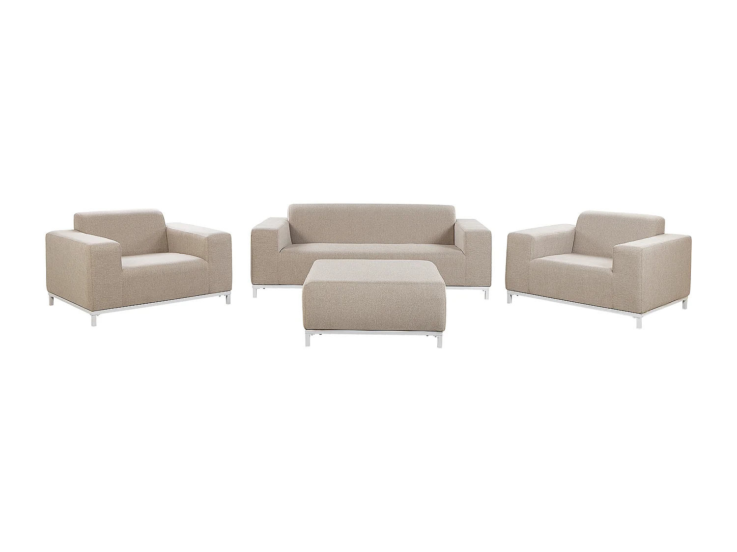 Modernes Loungeset 4-teiliges Polsterbezug / weißes Gestell beige Rovigo