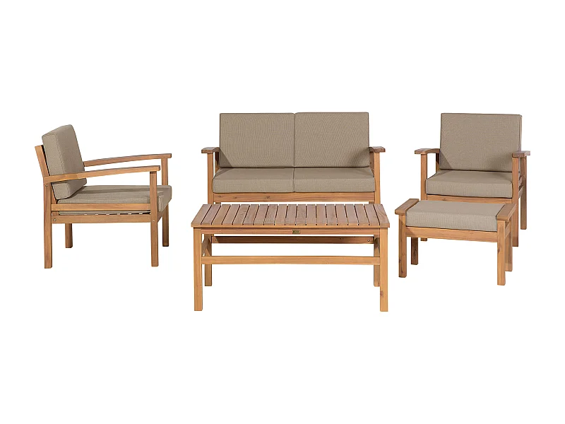 Lounge Set Akazienholz hellbraun mit Zertifizierung Auflagen taupe Manila