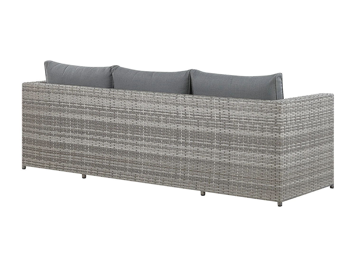 Rechtsseitiges Lounge Set Polyrattan grau 2 Ottomanen Auflagen Couchtisch Sabbia