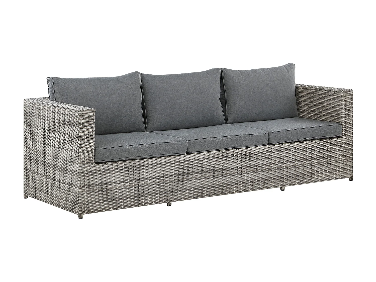 Rechtsseitiges Lounge Set Polyrattan grau 2 Ottomanen Auflagen Couchtisch Sabbia