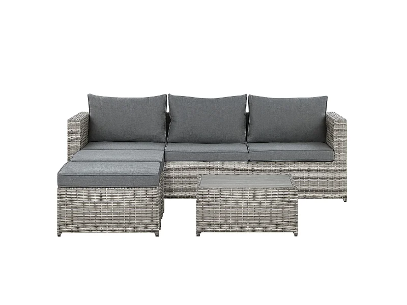 Ensemble de canapés d'angle de jardin 5 places SABBIA Côté droite Gris clair