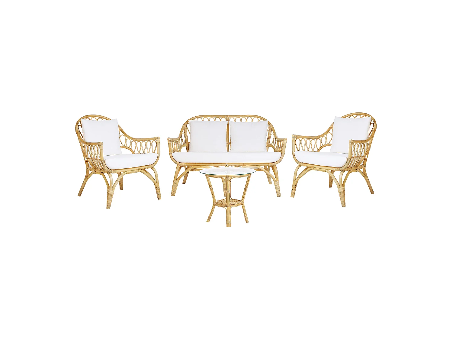 Set da giardino con tavolo 4 posti SIBARI Rattan Naturale