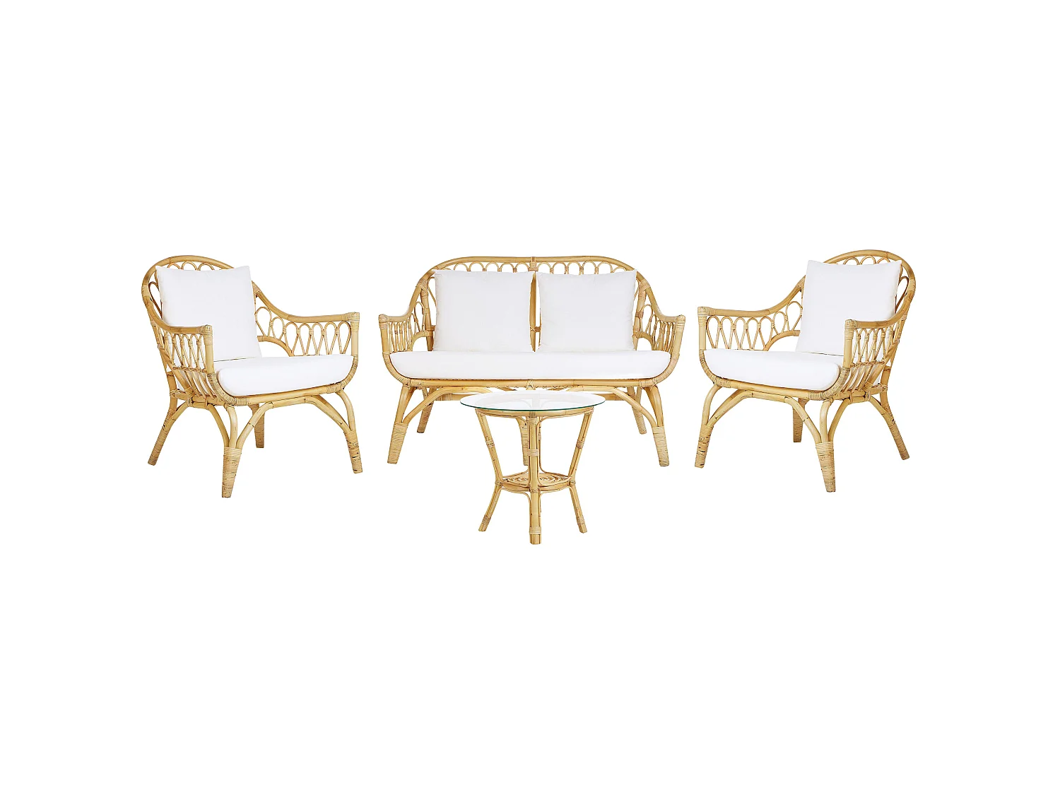 Set da giardino con tavolo 4 posti SIBARI Rattan Naturale