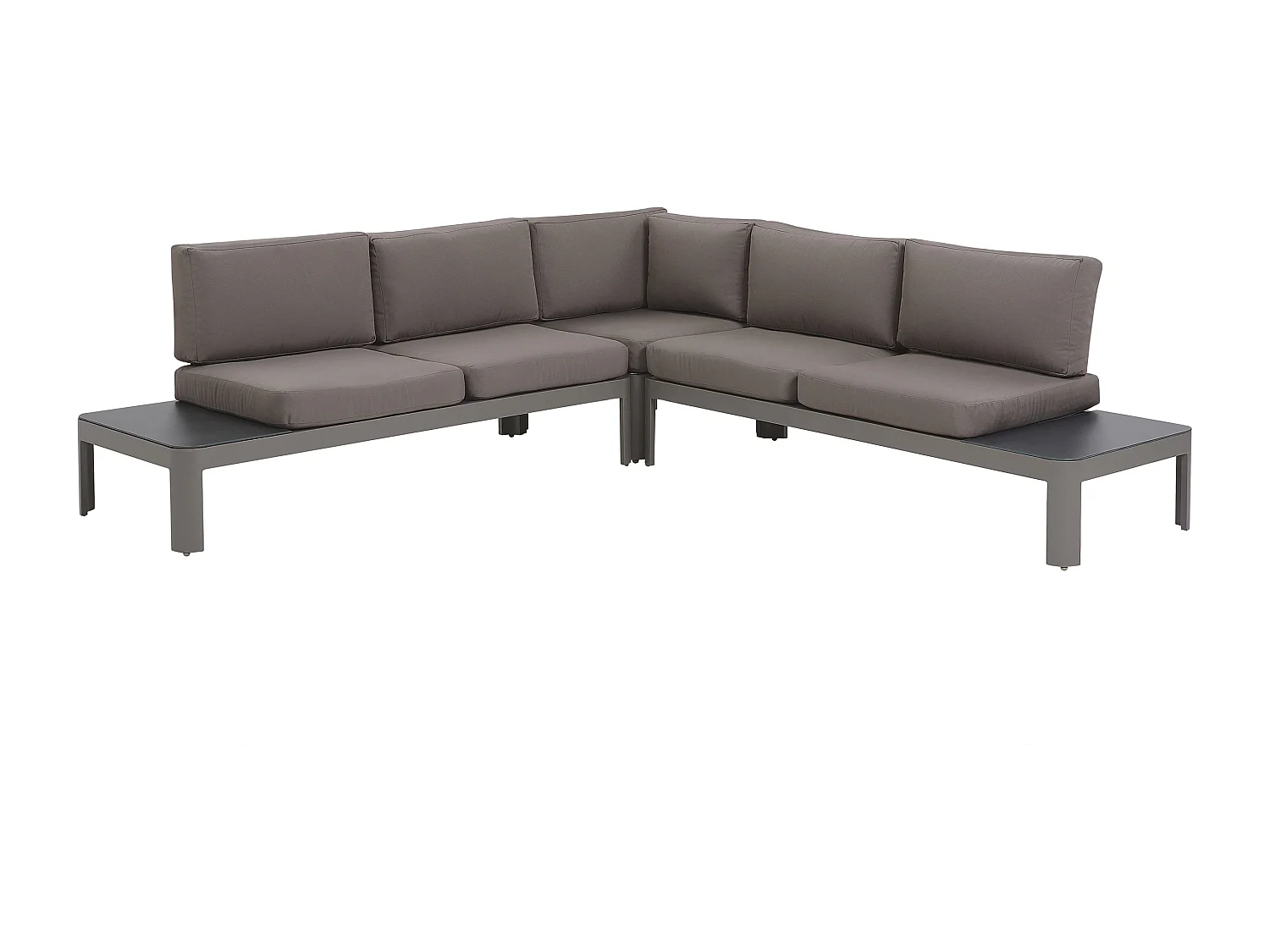 Canapé d'angle de jardin avec ottoman 5 places FERENTINO Métal Gris