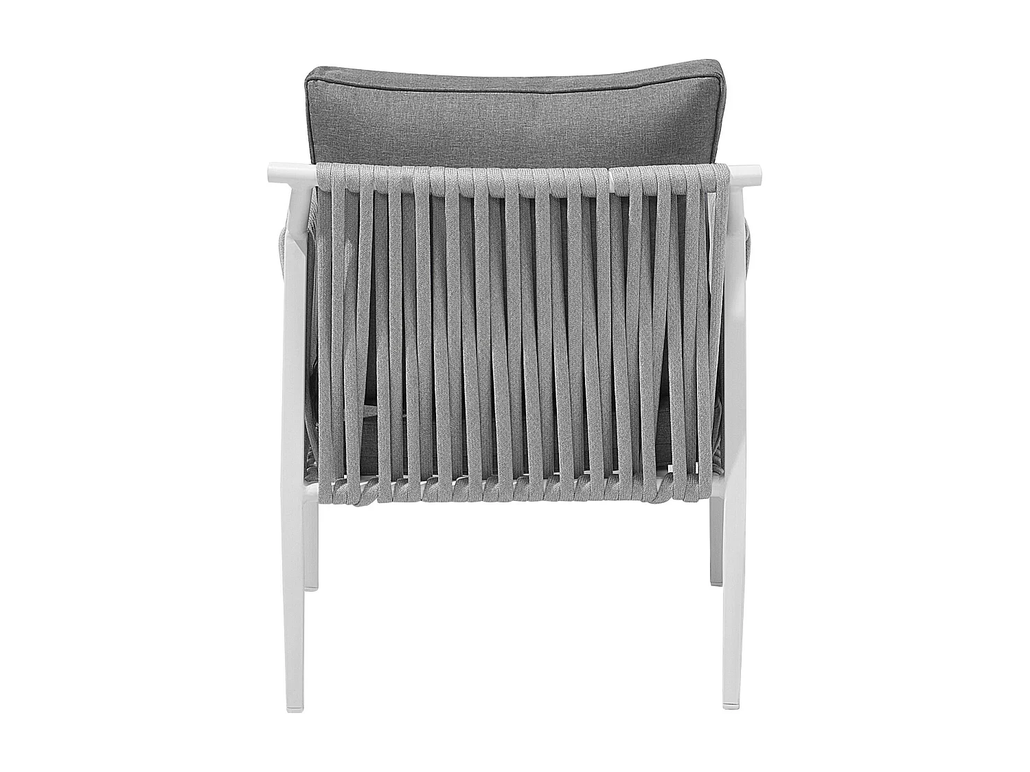 Lounge Set für 4 Personen mit Seilbespannung Aluminium weiß Auflagen grau Latina