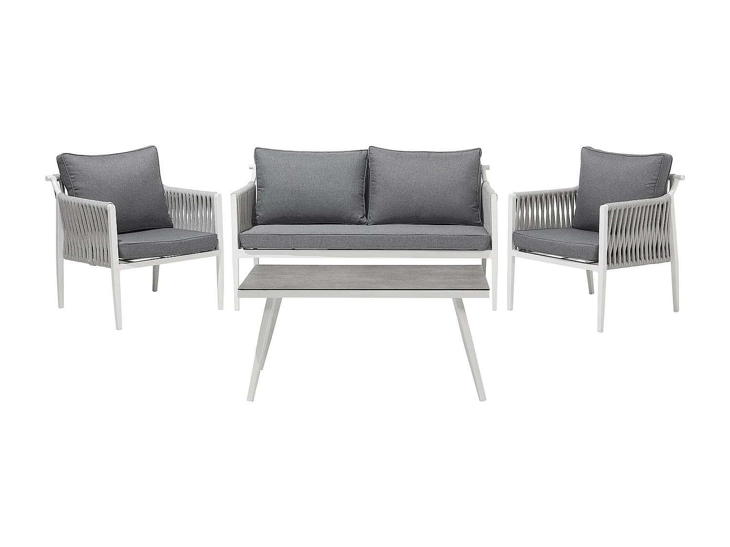 Loungeset met tafel 4-zitter LATINA Metaal Grijs